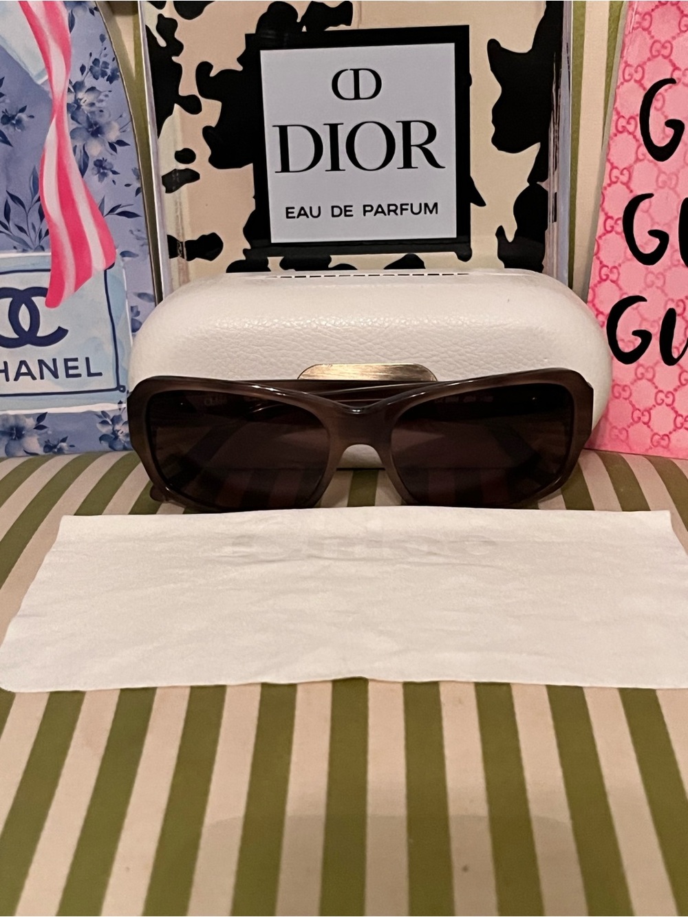 Chloe Brown Gradient Oversized Rectangular Sunglasses